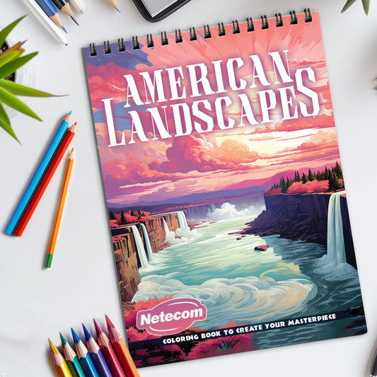 American Landscapes Spiral Bound Coloring Book, Iconic American Landscapes for a Scenic Art Adventure, Perfect for Travelers and Nature Enthusiasts