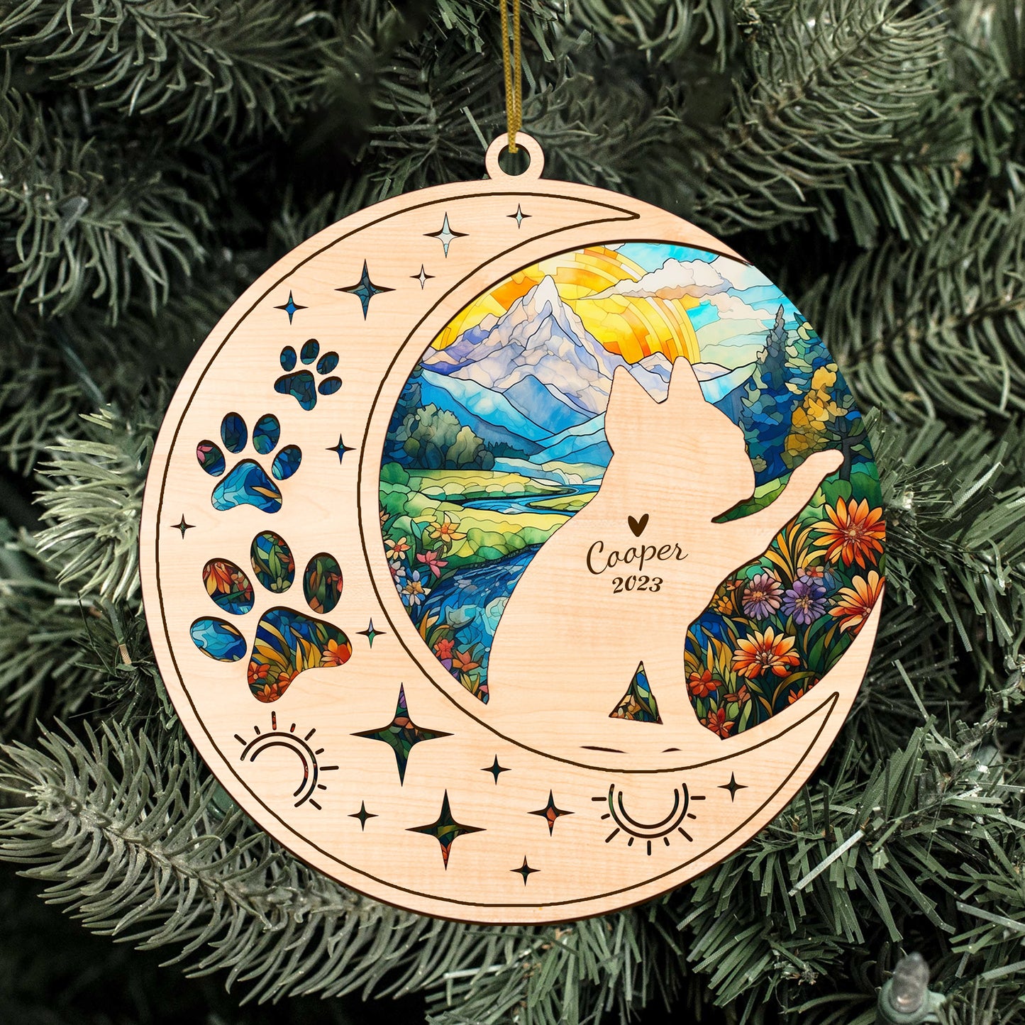 Netecom Boston Terrier Dog Memorial Suncatcher, Personalized Boston Bull Terrier Christmas Ornament with Name, Bereavement Gifts for Loss of Pet, Dog Death Sympathy Gift Pet Loss Sun Catchers, Dog Grief Gift