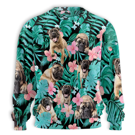 English Mastiff Summer Leaves Sweatshirt, 3D All Over Print Tropical Dog Crewneck Pullover for Men Women, Mastiff Lover Gift - Netecom