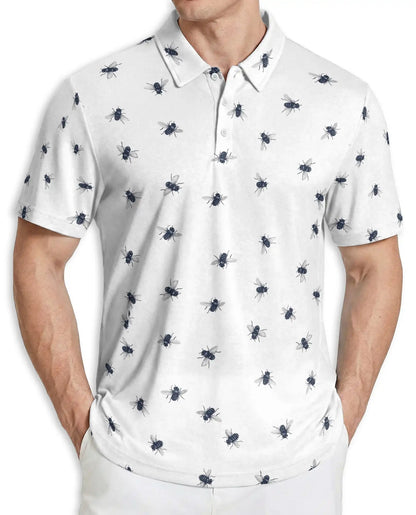 Bee Print Polo Shirt – Minimal Insect Pattern | Netecom