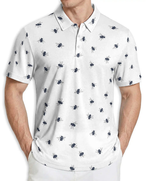 Bee Print Polo Shirt – Minimal Insect Pattern | Netecom