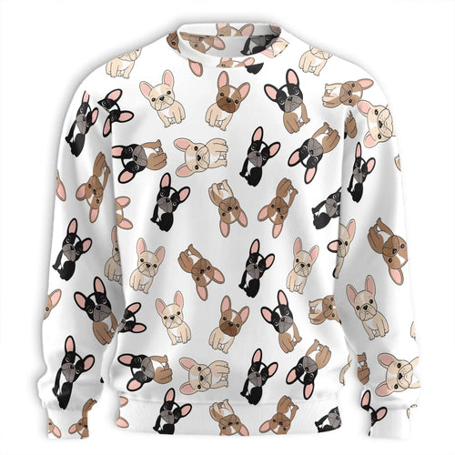Cartoon French Bulldog Pattern Sweatshirt, 3D All Over Print Cute Dog Crewneck Pullover for Men Women, French Bulldog Lover Gift - Netecom