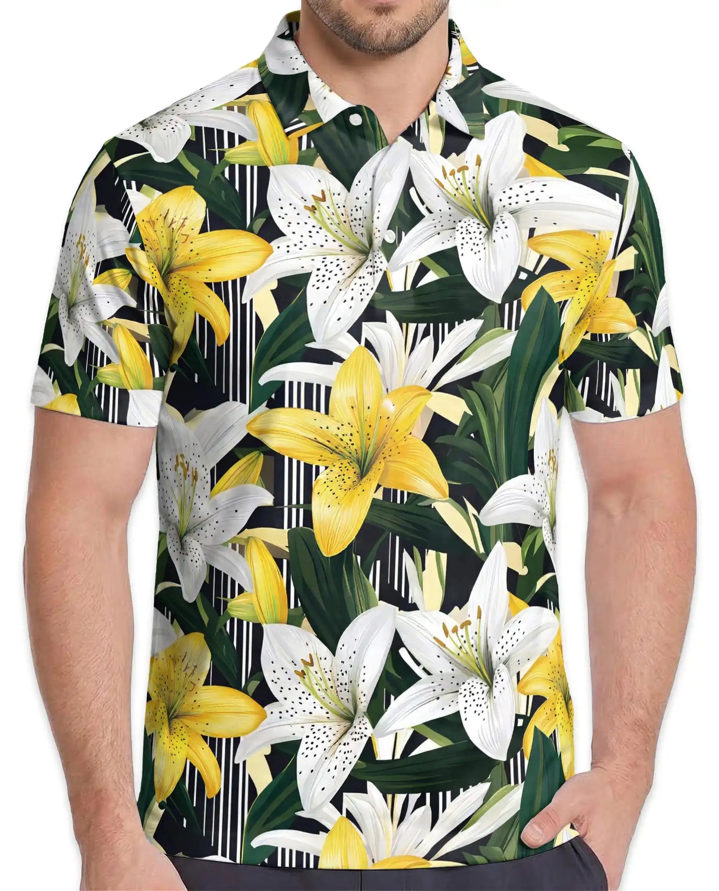 Flamingo Palm Tropical 3D Polo Shirt for Men | Netecom