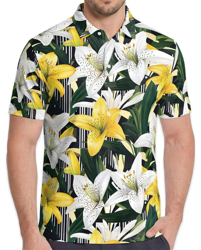 Flamingo Palm Tropical 3D Polo Shirt for Men | Netecom