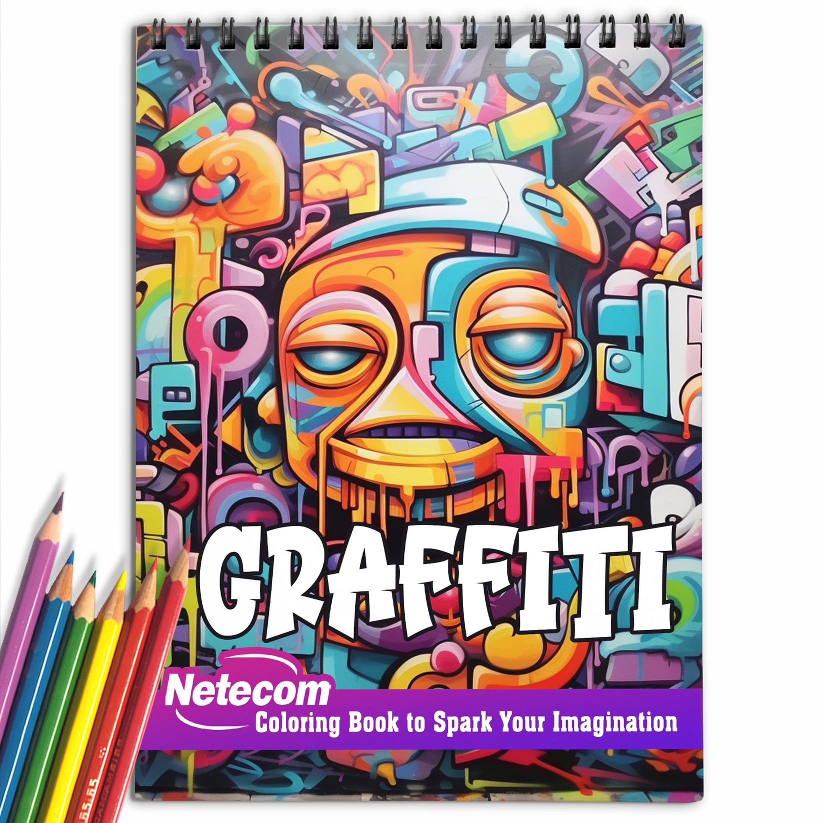 Graffiti Spiral Bound Coloring Book, Express Yourself with 30 Coloring ...