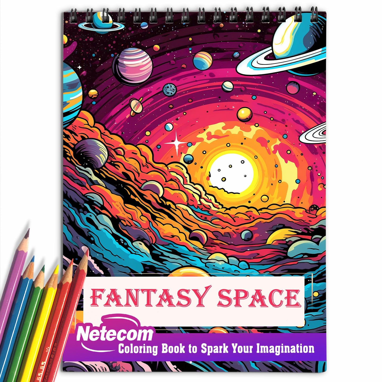 Fantasy Space Spiral Bound Coloring Book, Set Your Imagination Free with 30 Pages of Coloring Joy, Letting You Explore the Uncharted Depths of Fantasy Space