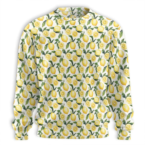 Lemon Pattern Sweatshirt, 3D All Over Print Citrus Fruit Crewneck Pullover for Men Women, Lemon Lover Gift - Netecom
