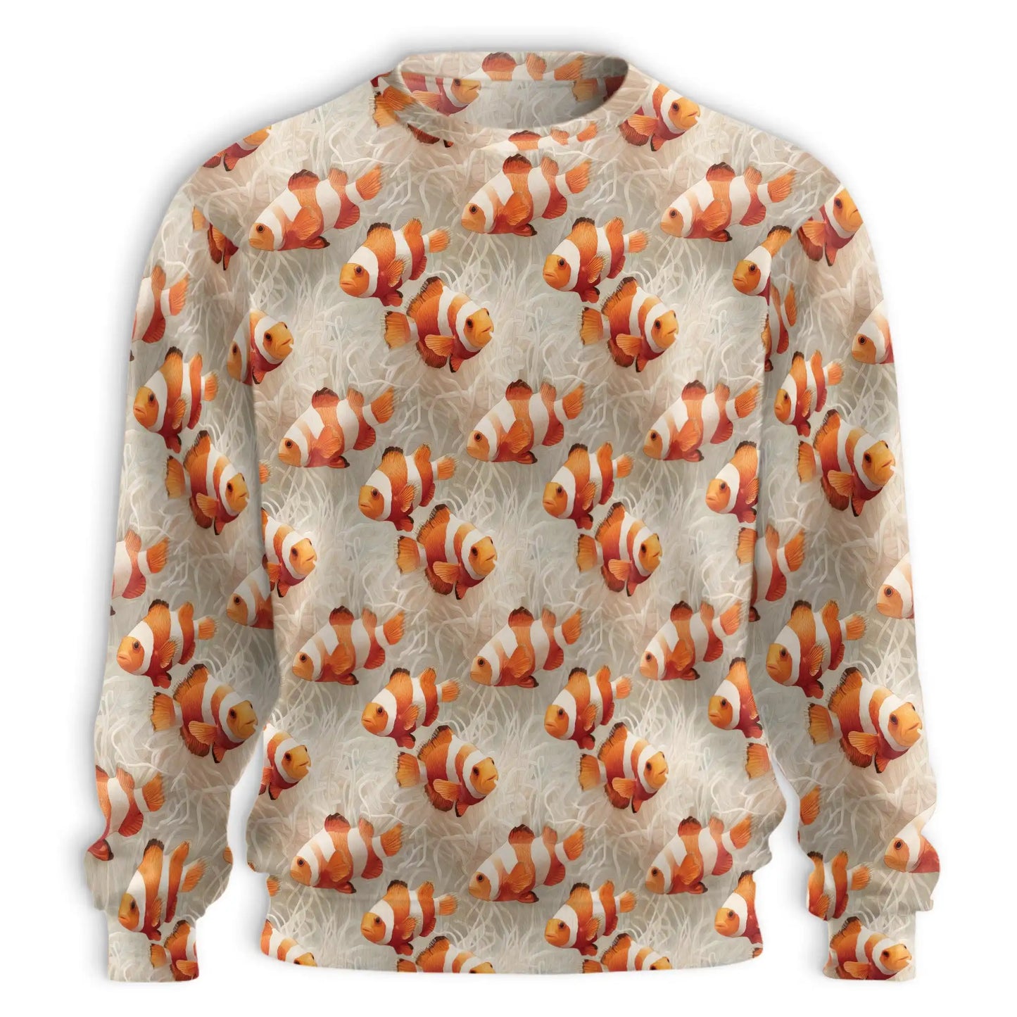Clownfish Pattern Sweatshirt, 3D All Over Print Tropical Ocean Fish Crewneck Pullover for Men Women, Clownfish Lover Gift - Netecom