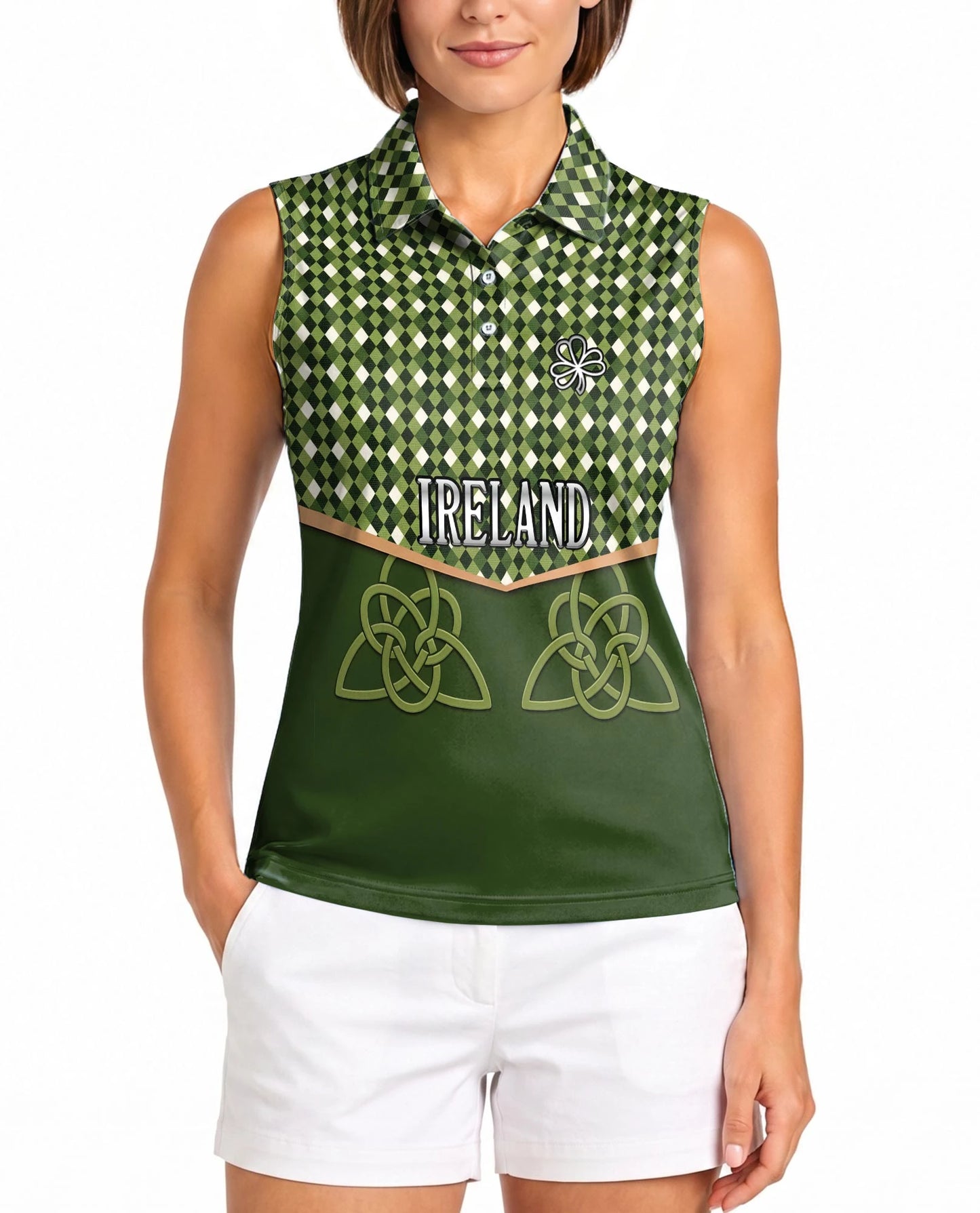 Ireland St. Patrick's Day Sleeveless Polo Shirt for Women | Netecom