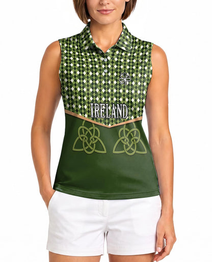 Ireland St. Patrick's Day Sleeveless Polo Shirt for Women | Netecom