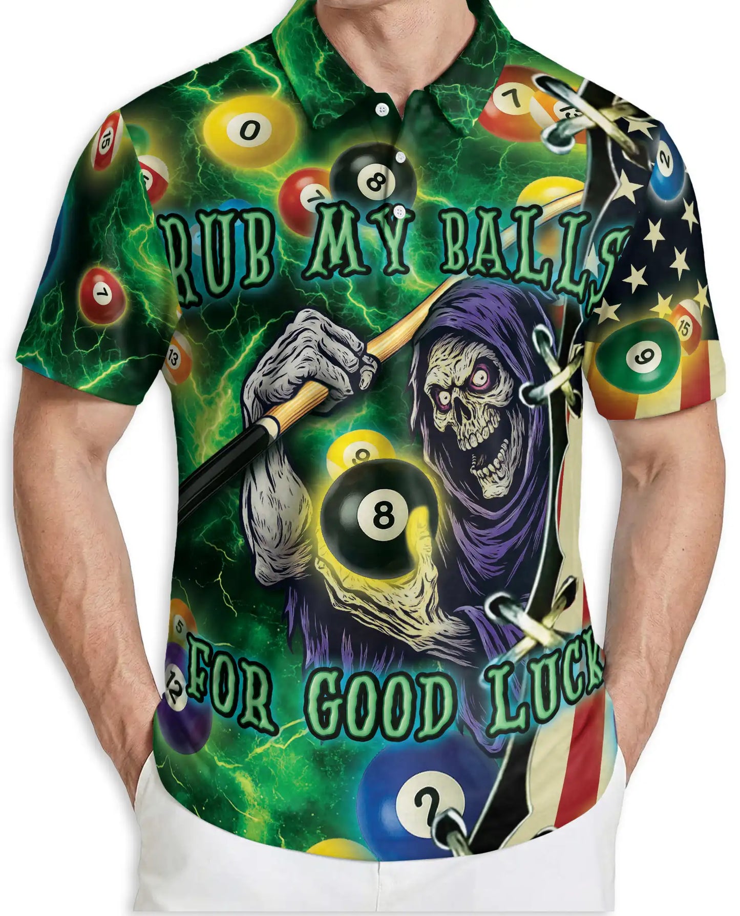 Rub My Balls Halloween Pool 3D Polo Shirt – Funny Billiard Game | Netecom