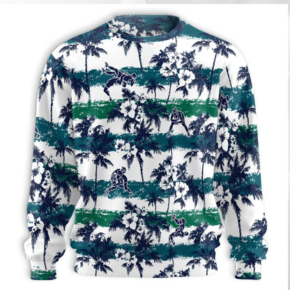 Wrestling Palm Tree Sweatshirt, 3D All Over Print White Tropical Wrestling Crewneck Pullover for Men Women, Wrestler Gift - Netecom