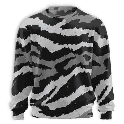 Grey Tiger Stripe Camouflage Sweatshirt, 3D All Over Print Military Camo Crewneck Pullover for Men Women, Hunting and Outdoor Gift - Netecom