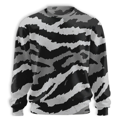 Grey Tiger Stripe Camouflage Sweatshirt, 3D All Over Print Military Camo Crewneck Pullover for Men Women, Hunting and Outdoor Gift - Netecom