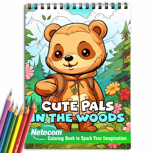 Cute Pals in the Woods Spiral Bound Coloring Book, Discover the Adorable Forest Friends with 30 Exquisite Coloring Pages for Fans of Cute Animals