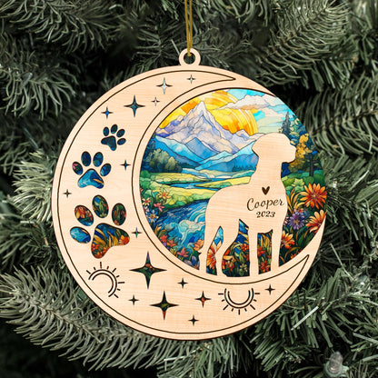 Netecom Vizsla Dog Memorial Suncatcher, Personalized Vizsla Christmas Ornament with Name Date, Bereavement Gifts for Loss of Pet, Dog Death Sympathy Gift Pet Loss Sun Catchers, Dog Grief Gift