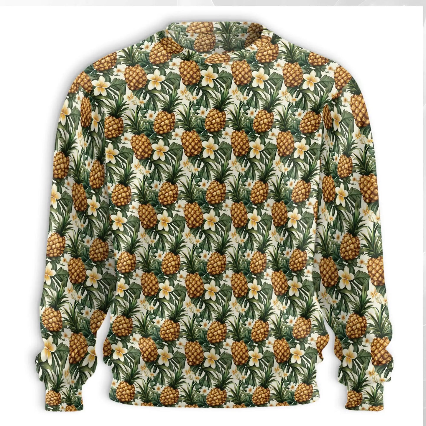 Golden Pineapple Sweatshirt, 3D All Over Print Tropical Fruit Crewneck Pullover for Men Women, Pineapple Lover Gift - Netecom