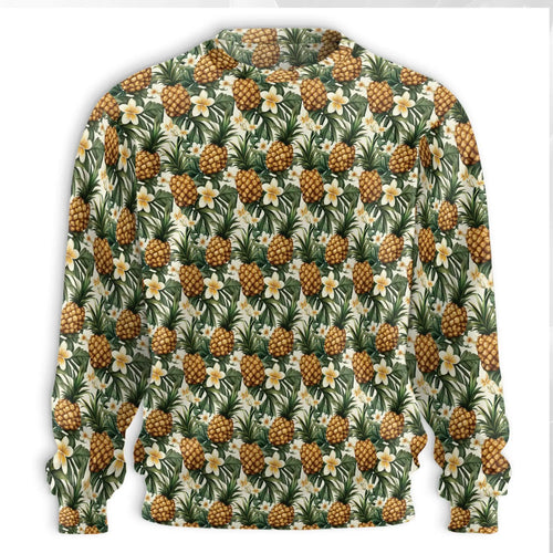 Golden Pineapple Sweatshirt, 3D All Over Print Tropical Fruit Crewneck Pullover for Men Women, Pineapple Lover Gift - Netecom