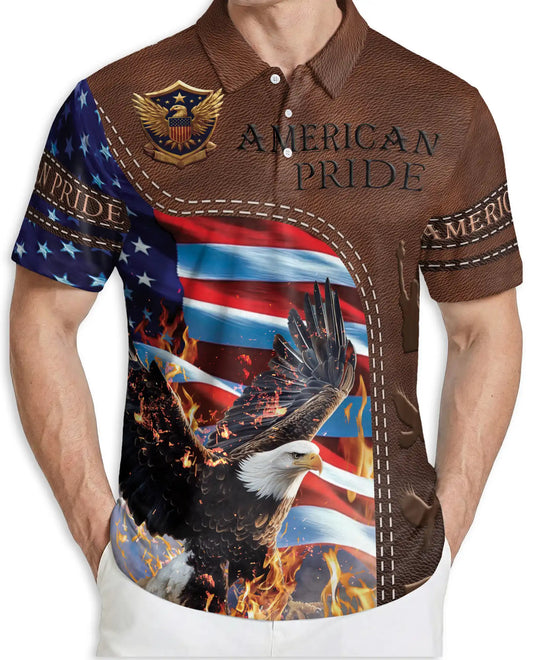 American Eagle Flag 3D Polo Shirt for Men – Patriotic USA Pride Style | Netecom