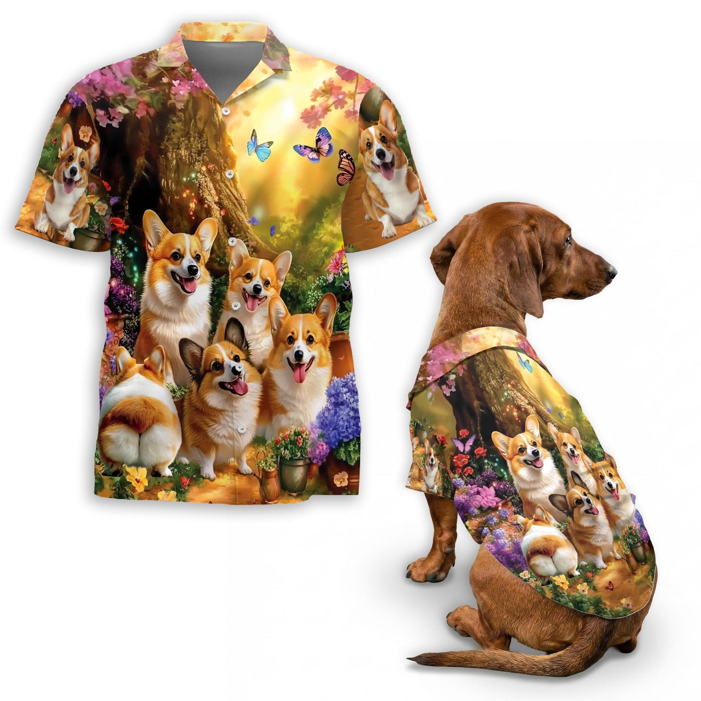 Netecom Life Is Better With Cute Corgi Dog Hawaiian Shirt, Aloha Summer Shirt, Corgi Dog Print Casual Outfit, Beach Vacation Wear