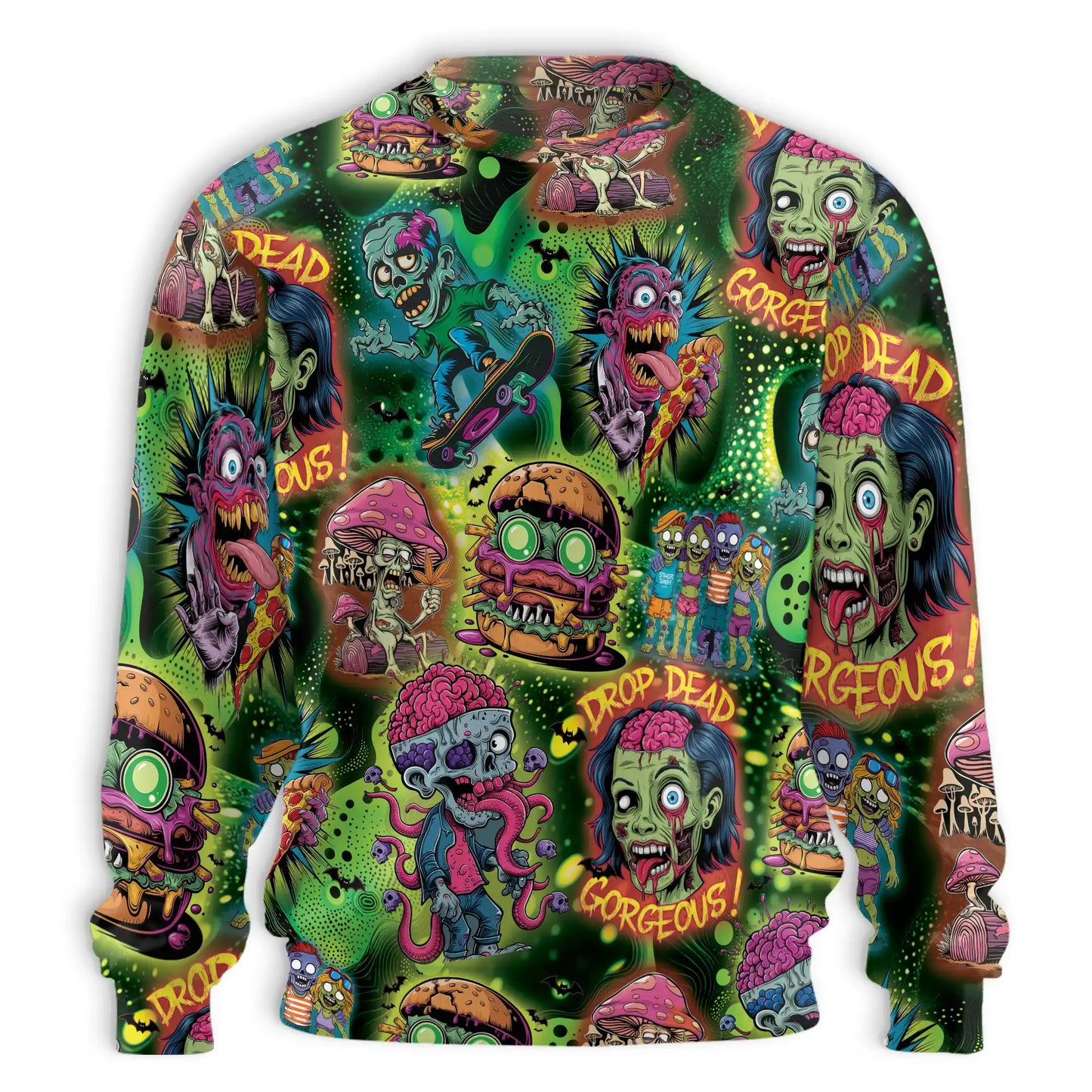 Psychedelic Zombie Sweatshirt, 3D All Over Print Horror Fantasy Crewneck Pullover for Men Women, Zombie Lover Gift - Netecom