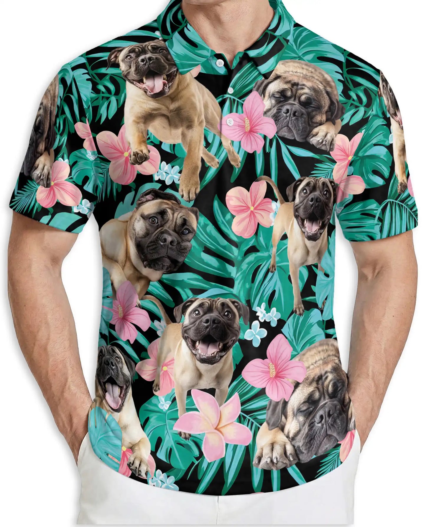 Pug Tropical Floral Polo Shirt | Netecom