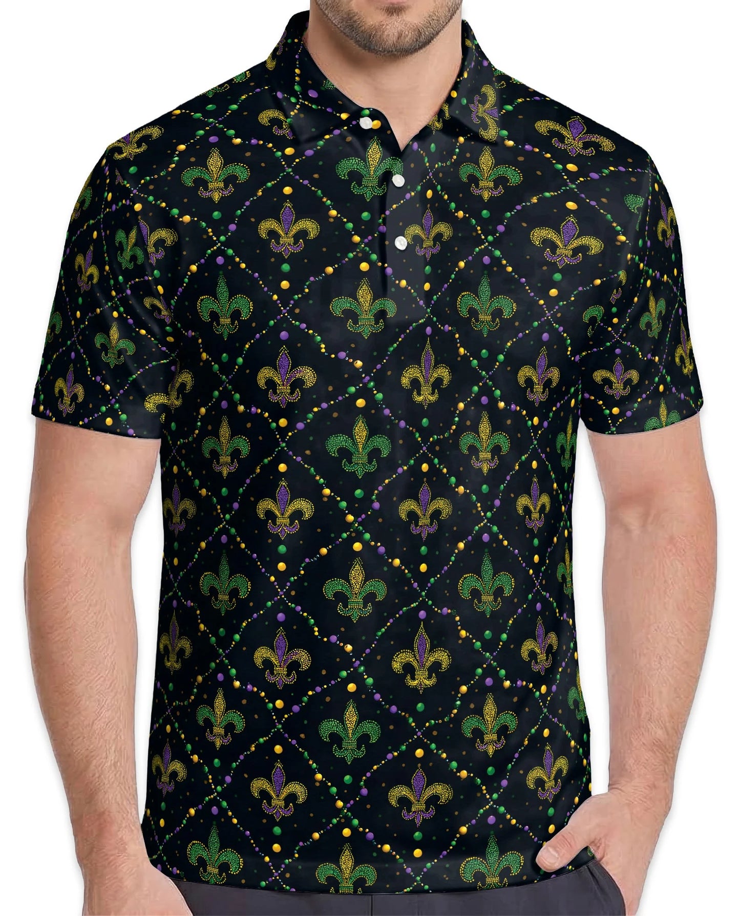 Mardi Gras Pattern Polo Shirt for Men – Carnival Festival Style | Netecom