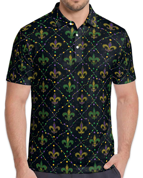 Mardi Gras Pattern Polo Shirt for Men – Carnival Festival Style | Netecom
