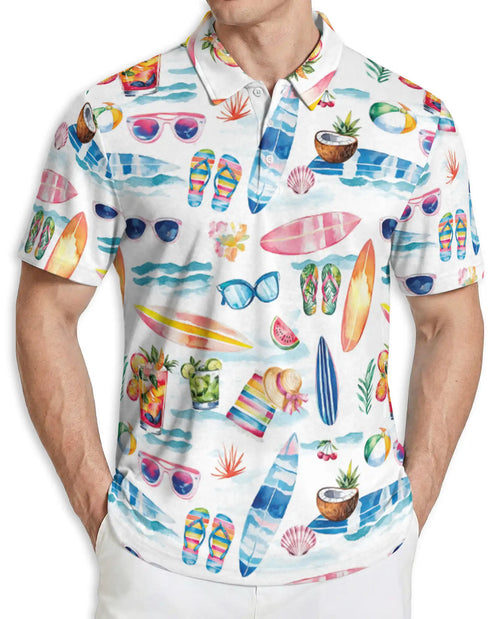 Beach Summer Polo Shirt – Surf & Tropical Print | Netecom