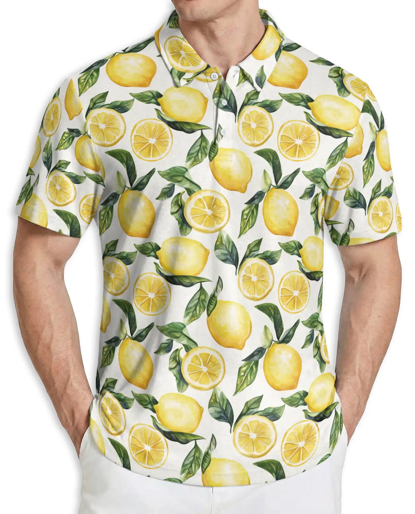 Lemon Print Polo Shirt – Fresh Citrus Pattern | Netecom