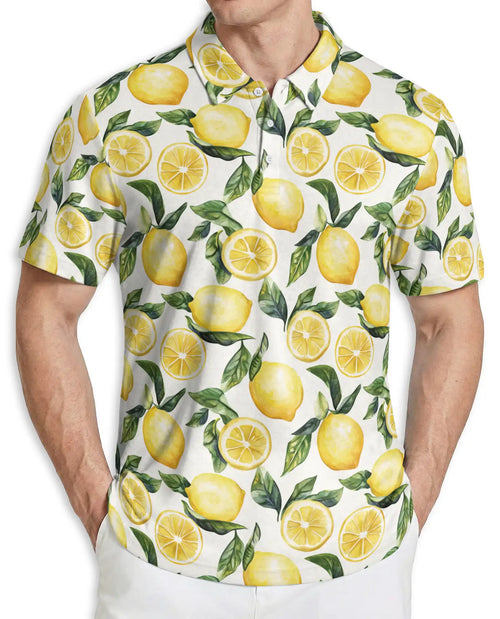 Lemon Print Polo Shirt – Fresh Citrus Pattern | Netecom