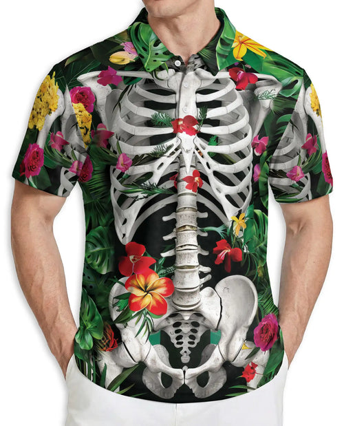 Skeleton Floral Hawaiian Polo Shirt for Men | Netecom