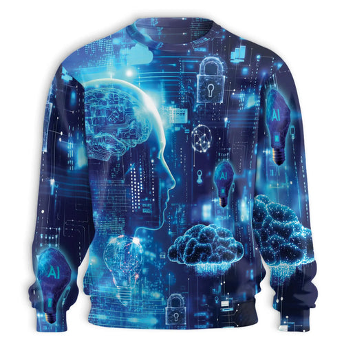 Artificial Intelligence Sweatshirt, 3D All Over Print Futuristic AI Technology Crewneck Pullover for Men Women, Tech Lover Gift - Netecom