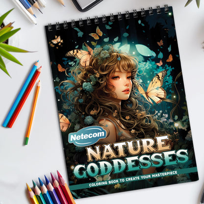 Nature Goddesses Spiral Bound Coloring Book, Mystical Nature Goddesses for an Enchanting Art Experience, Great for Fans of Mythology and Feminine Power