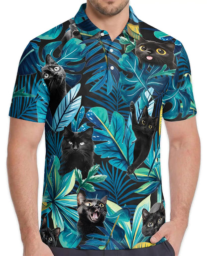 Black Cat Tropical Polo Shirt | Netecom