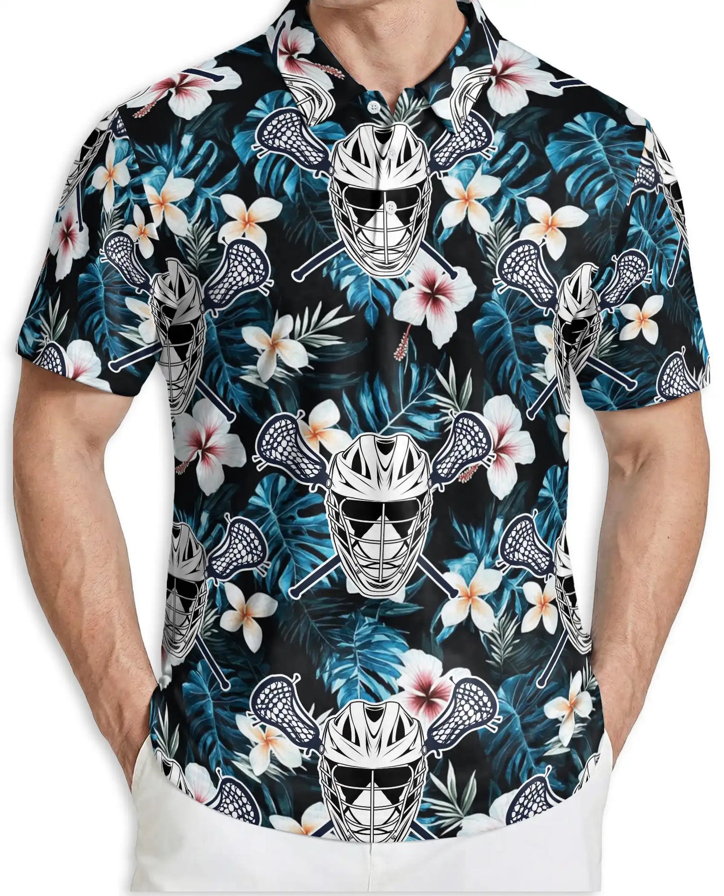 Tropical Lacrosse 3D Polo Shirt for Men – Floral Island Sports Style | Netecom