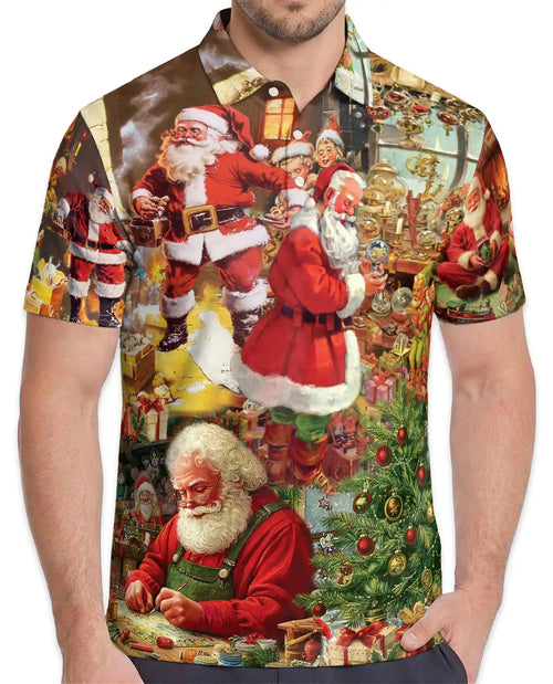 Vintage Santa Polo Shirt for Men – Christmas Holiday Style | Netecom