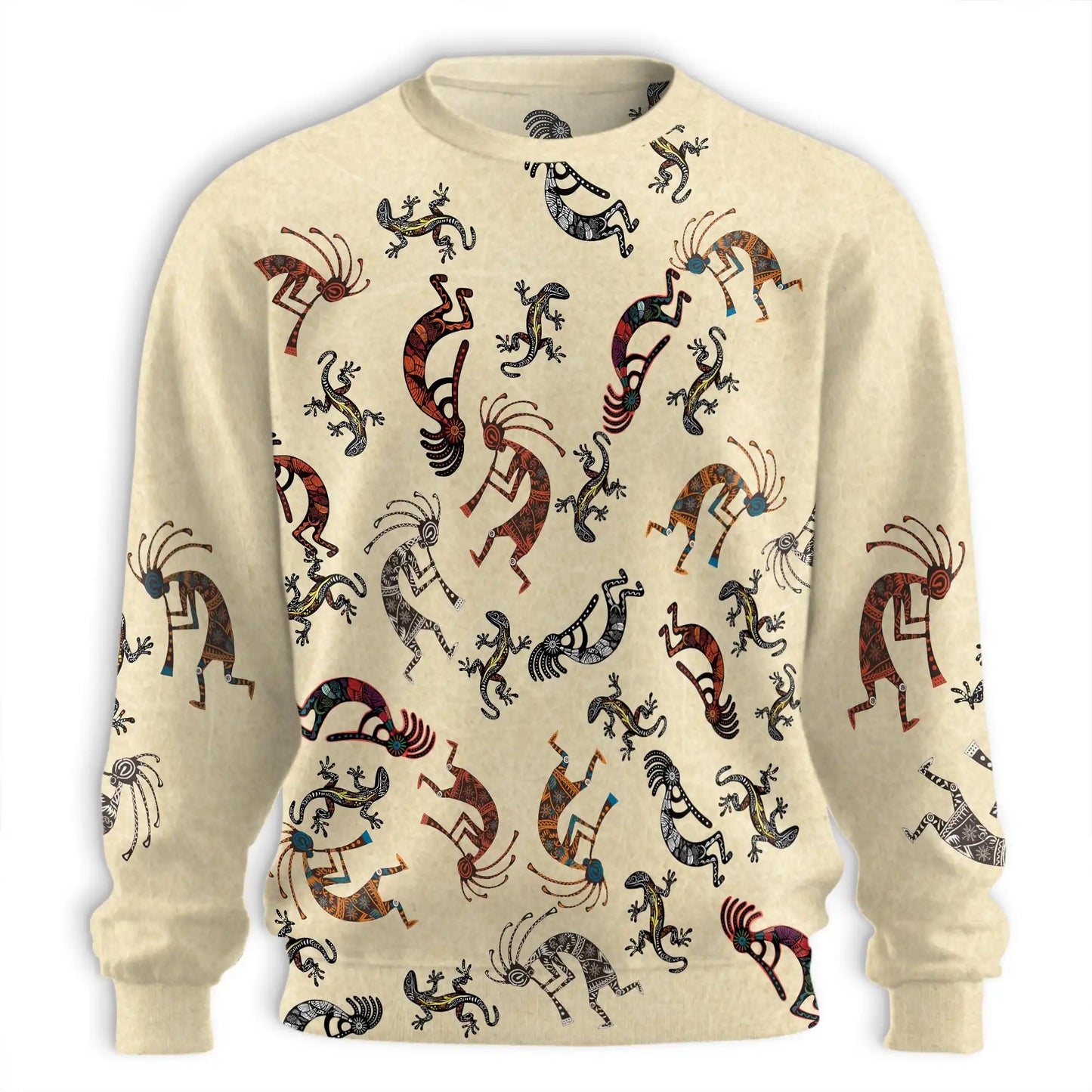 Vintage Kokopelli Sweatshirt, 3D All Over Print Peace Boho Southwest Crewneck Pullover for Men Women, Kokopelli Lover Gift - Netecom