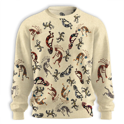 Vintage Kokopelli Sweatshirt, 3D All Over Print Peace Boho Southwest Crewneck Pullover for Men Women, Kokopelli Lover Gift - Netecom