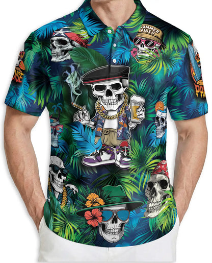 Skull Tropical Summer Polo Shirt | Netecom