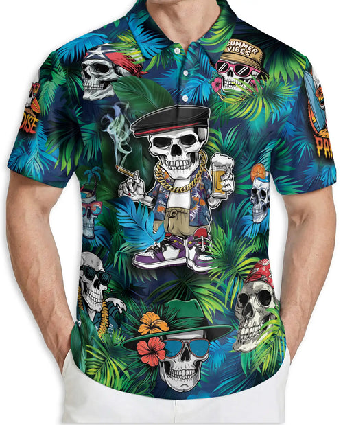 Skull Tropical Summer Polo Shirt | Netecom