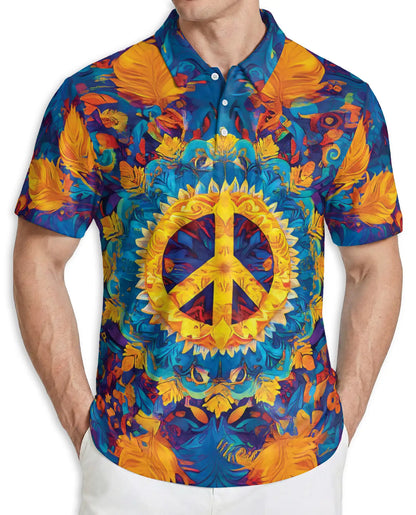 Peace Symbol Psychedelic Polo Shirt – Colorful Style | Netecom