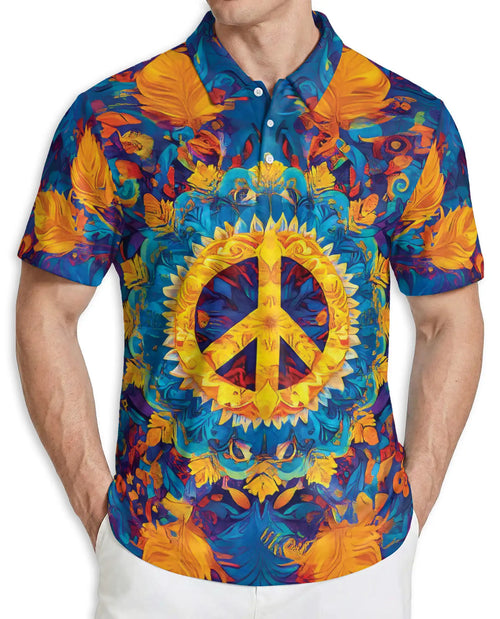 Peace Symbol Psychedelic Polo Shirt – Colorful Style | Netecom