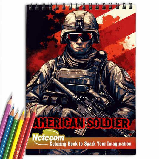 American Soldier Spiral Bound Coloring Book, Unleash Your Artistic Talents in the American Soldier Coloring Book with 30 Charming Coloring Pages for Coloring Enthusiasts to Embrace the Resilience and Strength of American Soldiers