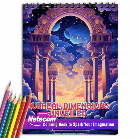 Surreal Dimensions Unveiled Spiral Bound Coloring Book, Explore 30 Coloring Pages of Surreal Dimensions Unveiled for Creative Souls to Ignite Imagination.