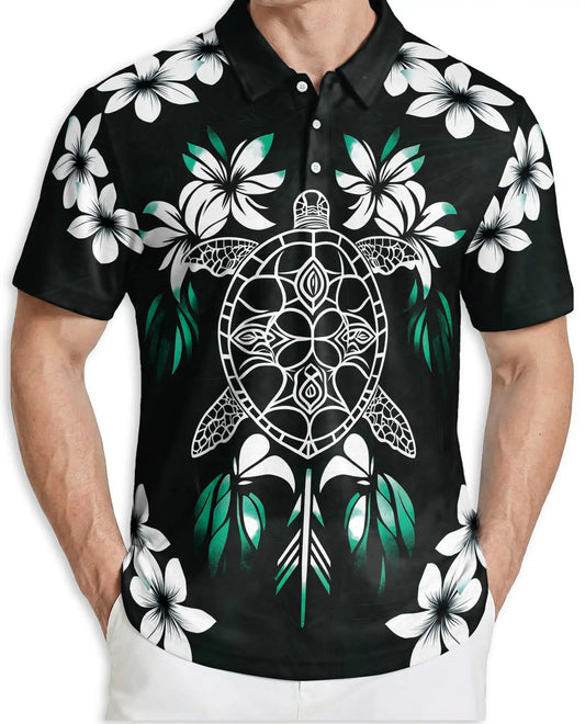 Sea Turtle Hawaiian 3D Polo Shirt for Men – Tropical Tribal Island Style | Netecom