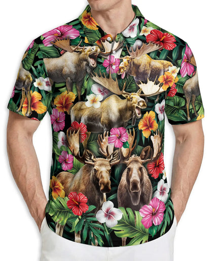 Moose Tropical Hawaiian Polo Shirt | Netecom