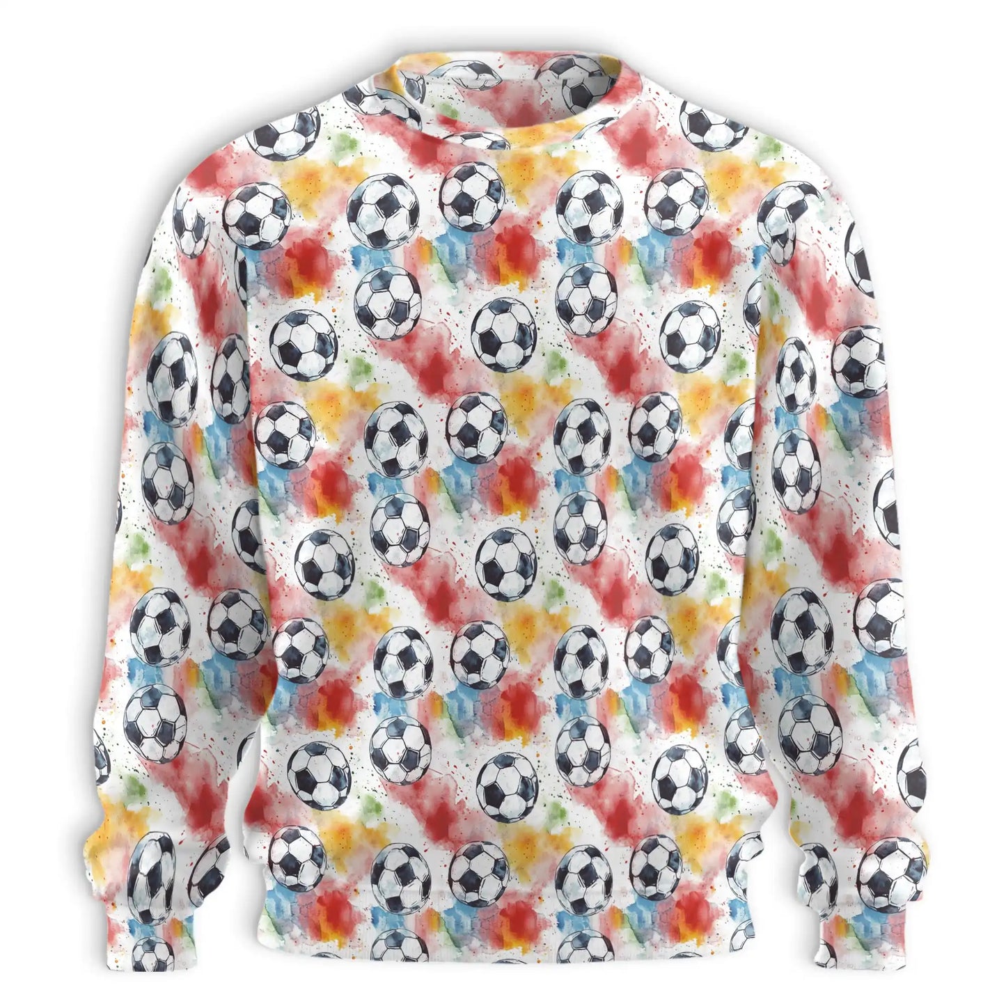 Soccer Ball Themed Print Sweatshirt, 3D All Over Print Football Sports Crewneck Pullover for Men Women, Soccer Lover Gift - Netecom