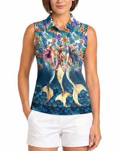 Three Mermaids Sleeveless Polo Shirt for Women | Netecom