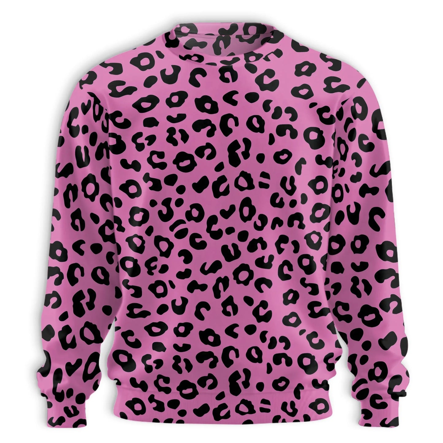 Pink Leopard Print Sweatshirt, 3D All Over Print Wild Animal Pattern Crewneck Pullover for Men Women, Leopard Lover Gift - Netecom